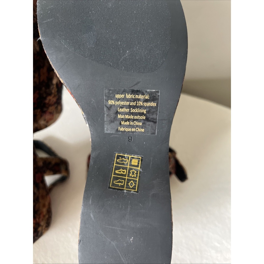JEFFREY CAMPBELL Bohemian Platform Wedge Sandal in Velour Floral Size 9 Romantic - Picture 7 of 7